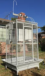 Elegant and Durable Wrought Iron Construction Parrot Bird Cage. Large Elegant and Durable Play Top Bird Parrot. Parrot...