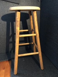 Vtg. Round Wood Bar Stool - Brown 29