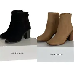 These nubuck ankle boots are undeniably trendy. Ankle boot. Zipper closure. Upper: Leather. Square toe. Circumference:...