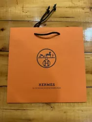 Authentic Hermes Empty Orange Shopping Gift Paper Bag. 11.75 x 11.75 x 4