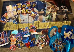 Sonic Birthday Party Supplies, Sonic Birthday Party Decorations Cake Topper 24 cake picks 12 balloons 12”2 Mylar...