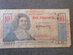 Billet de 10 francs Martinique.