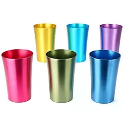 Aluminum Water Tumblers, Set of 6, Different Color, for Children and Adults, Travelling Tumblers, Party Tumblers,...
