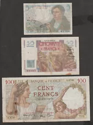 BANQUE de FRANCE : Lot de 3 billets ayant circulé ( Etat TB - voir scan ). - 100 Francs Sully du 30-11-1939.