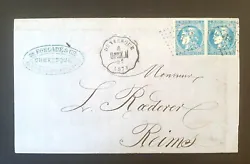 RARE FRANCE 1871  Cover to the famous LOUIS ROEDERER - CHAMPAGNE  2 x CERES 20c blue stamp, Bordeaux issue  Written...