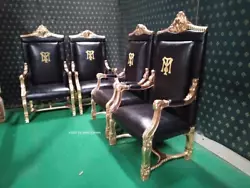 1x TOP QUALITY Scarface ~ Tony Montana Chair. Finish colour : Gold Leaf with Black upholstery. Our on-demand production...