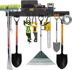 Tool Storage Rack with Wall Shelf, Garage Storage Wall Mount Tool Organizers Heavy Duty Racks Adjustable Wall Hanger...