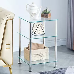【Multi-functional use】The glass side table could be used as side/end/lamp table as well as bedside table in...
