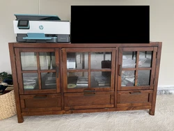 Wooden TV Stand & Media Console3-panel drawersCable holes in drawersGently used