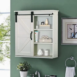 The fully functional door slides back and forth on rollers to reveal hidden storage space. Storage Cabinet. Load...