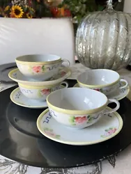 Excellent Condition! Full size Cups : 4-5/8 Diameter, 2” Tall , Saucers 5.5”Made circa 1920-30sBox 49