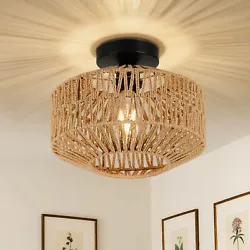 This rattan ceiling light requires E26 bulb, such as incandescent, CFL, LED, and halogen bulbs, max 60w per bulb. The...