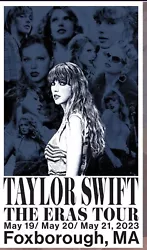 new taylor swift eras tour concert poster 14x24 foxborough,ma may 19 20 21 2023