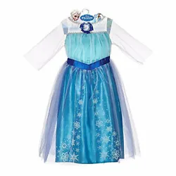 Label: Disney Frozen, Fits Sizes: 4-6X, 100% Polyester. Fits Girls Size 4-6X. Features an inner blue satin lining with...
