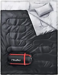 Ohuhu Double Sleeping Bag with 2 Pillows, Waterproof Lightweight 2 Person Adults Sleeping Bag for Camping, Backpacking,...