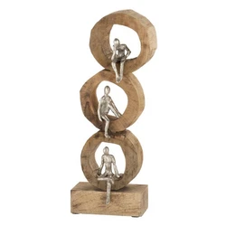 Statue Déco. Couleur : Argent & Naturel. Matières : Bois & Aluminium. Tendance & Moderne.