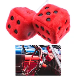 A must-have for your cars rear-view mirror, these stuffed and sewn dice feature a fuzzy-fabric covering with dots...