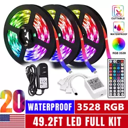 65.6FT Flexible 3528 RGB LED SMD Strip Light Remote Fairy Lights Room TV Party. 16Ft RGB Flexible LED Strip Light 3528...