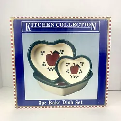Heart Shaped With Apple 3 pc. kitchen collection Bake Dish Set 10