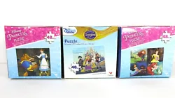 THREE Disney Princess Puzzles 48 Pieces - Ariel Rapunzel Belle Jasmine Brave NEW!