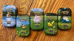 Pokémon GO collectible tin set. You get the entire set of tins (5).