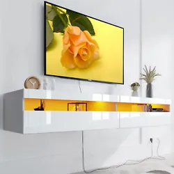 The hanging TV stand does dress any room up! The LED TV stand creates a unique look and ambience in any room. The wall...