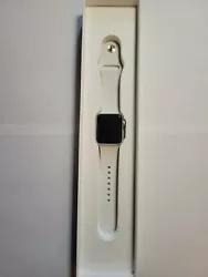 Apple Watch Series 3 38mm Silver Aluminium Case with White Sport Band. EXTRA BLACK Band and Gray Scrunchie Band. ...