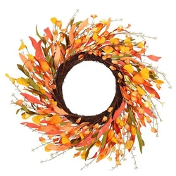 This colorful floral wreath is suitable for front door,window,wall,fireplace and farmhouse decor. The wreath is...