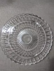 Vintage Mcm 1950s Clear Glass Bubble/Flower Design Cake Plate/Stand OBO.  This is a very pretty and vintage clear glass...