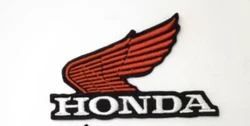 HONDA MOTORCYCLE RED WINGBIKER PATCH. CONDITION: NEW HIGH QUALITY EMBROIDERED. THEY CAN ALL BE IRONED ON OR SEWN-ON.