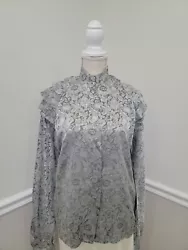 VTG Gucci Silk Pussy Floral Parrot/Monogram Blouse 44. Made In Italy.