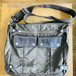Francesca Basia Evolution Leather & Nylon Messenger Crossbody Bag.