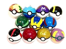 Lot of 3 Poke Balls w characters. and random Poke characters inside balls. Randomly selected colors of outer balls. IN...