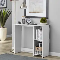 Not for long! This writing desk is the perfect small space solution. Shelves for storage and display. Small space...