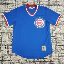 Vintage Chicago Cubs Baseball Jersey Majestic Cooperstown Collection L Blue MLB. Overall good preowned condition. Signs...