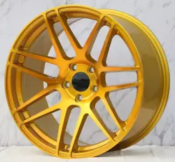 W534 Tuner Style Set of four Wheels. Wheel Size: 19x9.0 fronts and rears. Bolt Pattern: 5x114.3. Surface Finish: Gold.