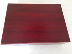 Tea Bag Storage Box Holder- 6 Sections, Cherry Wood finish. Red velvet interior has 6 compartments.  PreOwned, but in...