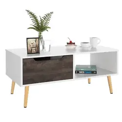 【LARGE STORAGE AND DISPLAY SPACE】The sofa table consists of one wooden drawer for some important files, pens, CDs,...