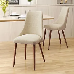 Includes: Two (2) Dining Chairs. Leg Finish: Dark Walnut. Leg Material: Iron with Wood Finish. Material: Fabric....
