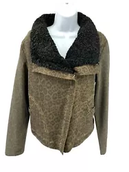 Anthropologie Marrakech Moto Jacket Size Large Animal Print Removable Sherpa. Very good pre-owned condition.