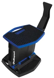 LIFTS UP TO 440lbs. Bike Lift Stand. FOOT PEDAL INCORPORATED TO LIFT & LOWER THE STAND. LOAD CAPACITY. BLACK / BLUE....