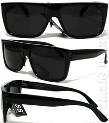 Flat Top Square Sunglasses. Super Dark Smoke/Gray Lenses. Retro Style. Height: 1 7/8