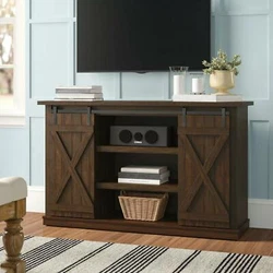 So give it the perfect perch with this rustic TV stand, compatible with TVs up to 60