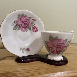 Hamilton Tea Cup Saucer Rose England Fine Bone China Garden Flower. No chips or cracks.