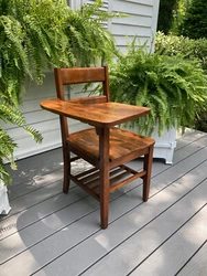 LARGE PADDLE ARM OAK ADULT OFFICE SCHOOL DESK CHAIR. S. BENT & BROTHERS GARDNER MASS 1800s. TRADITIONAL ARTS & CRAFTS...