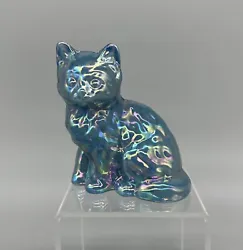 Sitting Cat Georgia Blue Carnival Glass By Mosser. Approximately 3”New condition