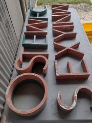 8 and 1/4 in - bold Art Deco letters. This is 16 - solid aluminum.