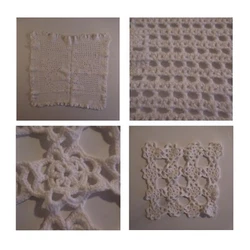 Lot de collection à saisir en état. Matières : coton. Coloris : blanc. Décor géométrique. Poids du lot : 0,2 KG....