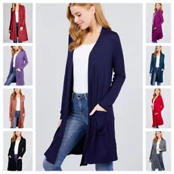 Basic but Chic Open Cardigan in light weight jersey. made with 95% rayon, 5% spandex. featuring shawl collar, long...