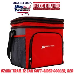 Ozark Trail 12 Can Camping Soft Sided Cooler with. Removable Hard Liner, Red. Adjustable, padded shoulder strap....